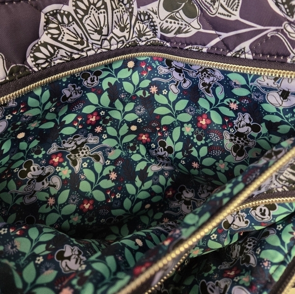 Vera Bradley Disney Mickey Minnie Flirty Floral Tonal Triple Zip Shoulder Bag - Picture 7 of 13